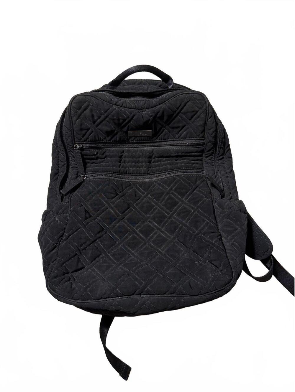 Vera Bradley Black Quilted Backpack with Colorful Interior